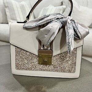 Aldo Beige and Gold Glitter Crossbody Bag